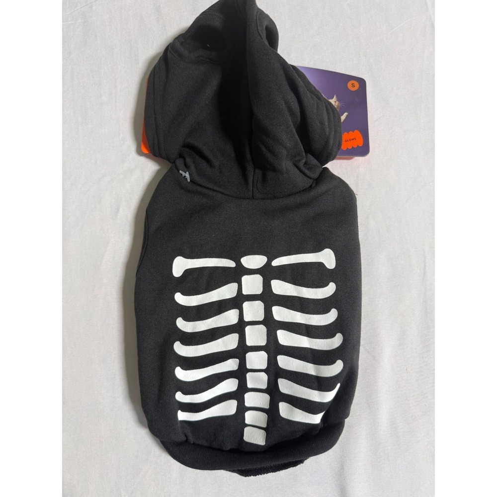 Boots & Barkley Skeleton Glow in the Dark Pet Hoodie Small Black Halloween Pet